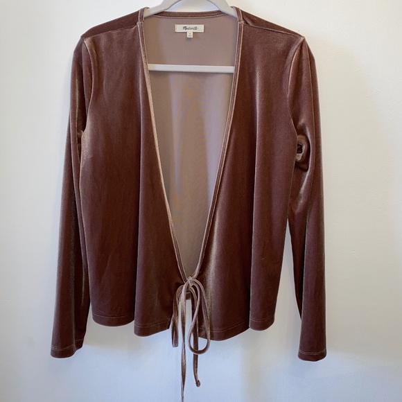 Madewell Velvety Open front Cardigan with bottom tie - Picture 1 of 6